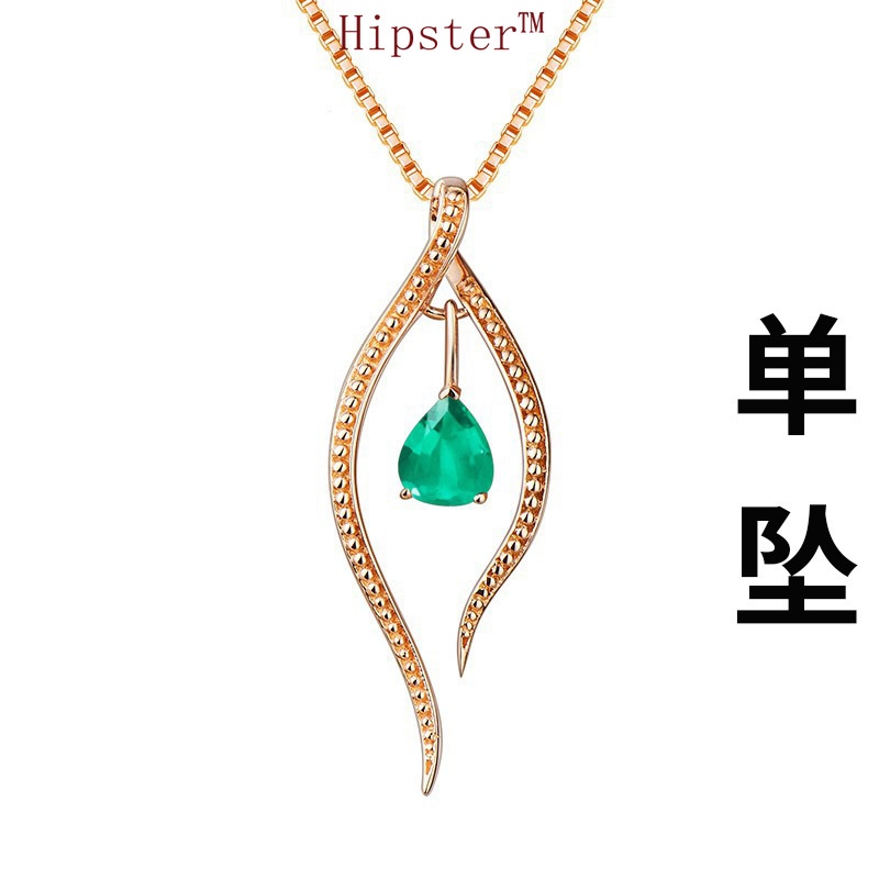 New Luxury Natural Emerald Pendant Full Diamond Stitching Necklace