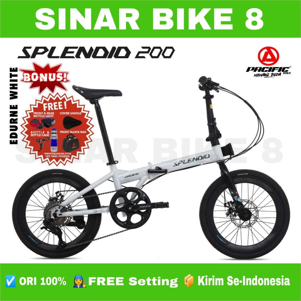 Sepeda Lipat Ukuran 20 Inch PACIFIC SPLENDID 200  Shimano 8 Speed Rem Cakram