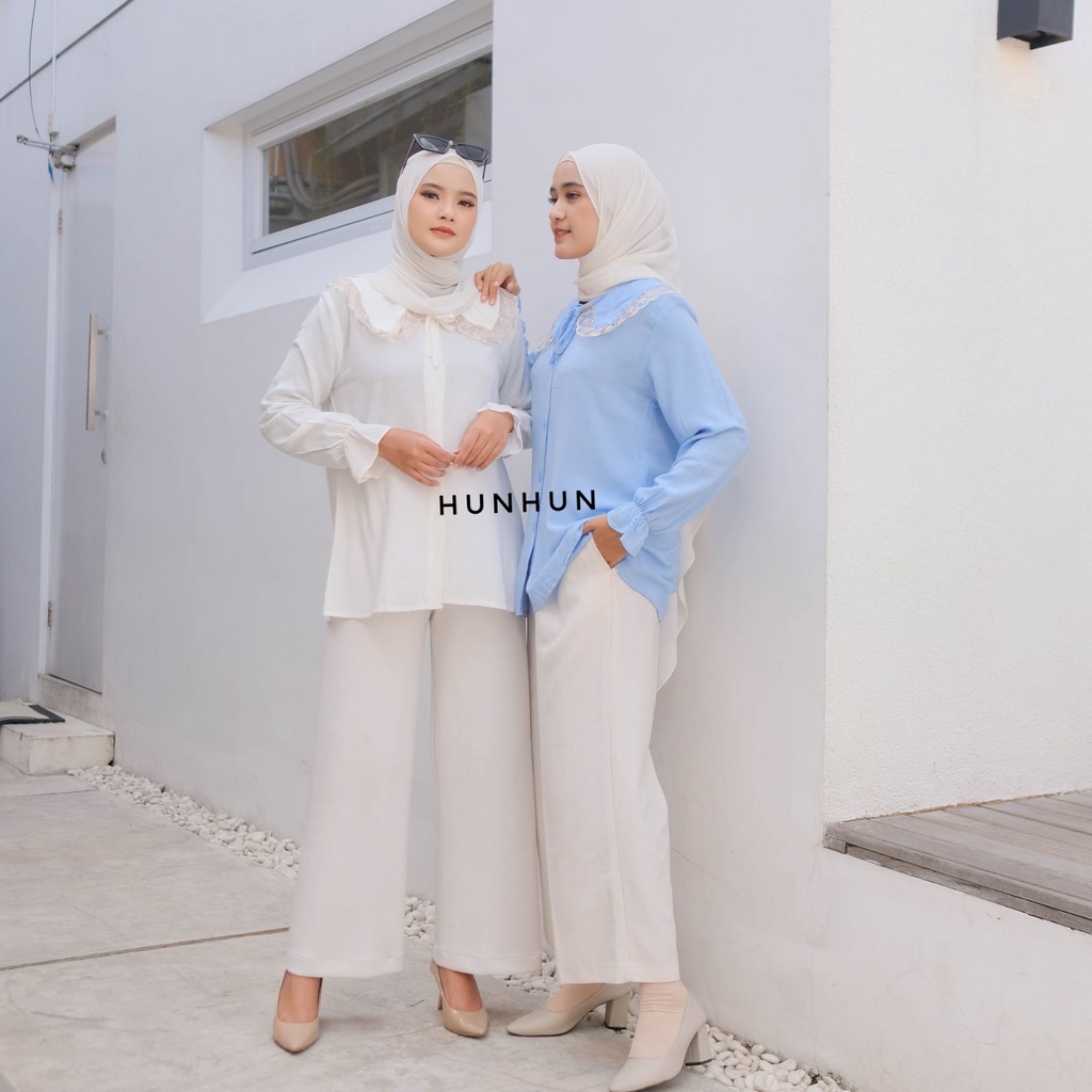 Biana Blouse Kemeja Blouse Crincle Import Renda Blouse Tangan Lonceng Pusatgrosir_solo