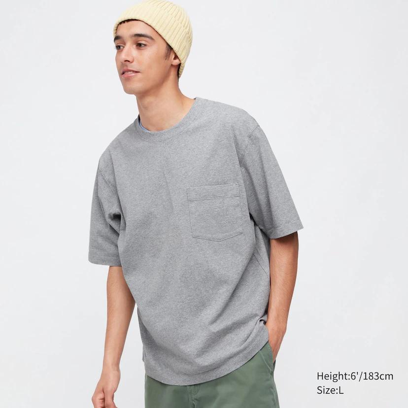 Uniqlo Pocket Oversize T shirt-UQ pocket grey