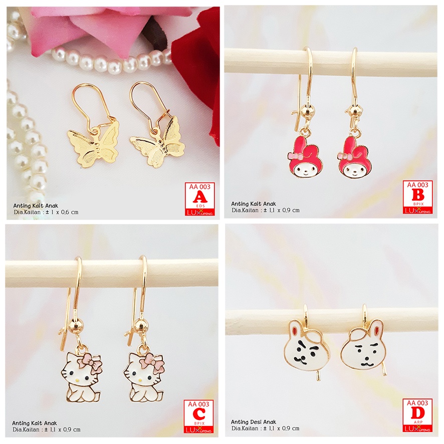 AA 003 Anting Anak Kucing Lucu Melody Sanrio Perhiasan Set Xuping Anak Merk Yaxiya Luxx Xuping