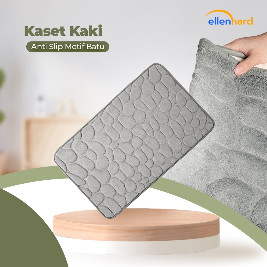 Keset Kaki Kamar Mandi Penyerap Air Anti Slip Motif Batu