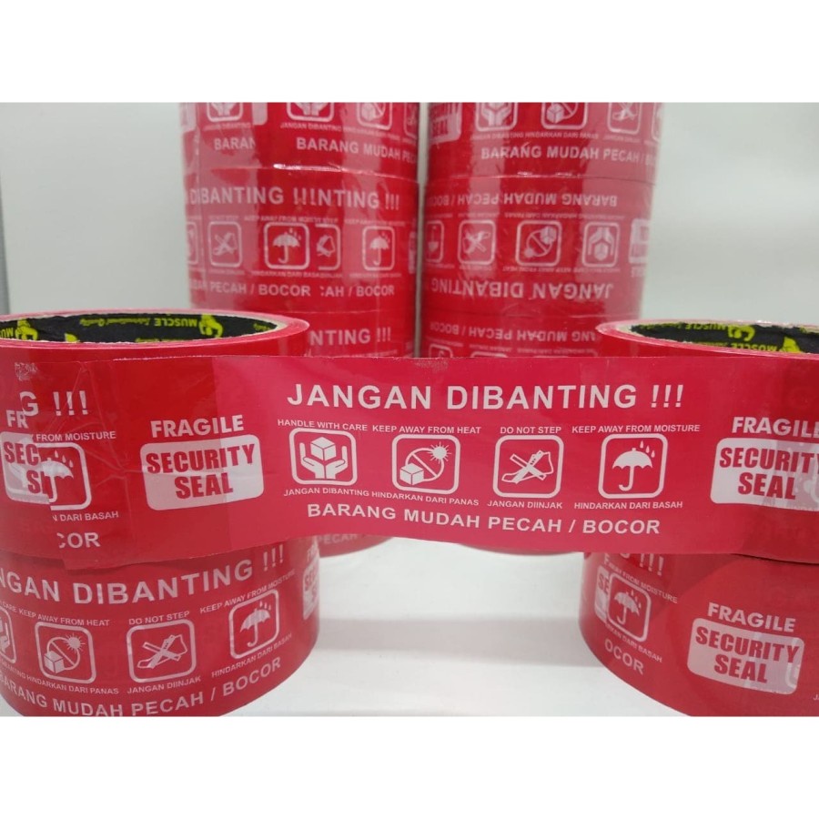 KT-01 Lakban Fragile Jangan DiBanting 2 INCH 48 MM 50 YARD Label Pecah Belah Lebih Hemat