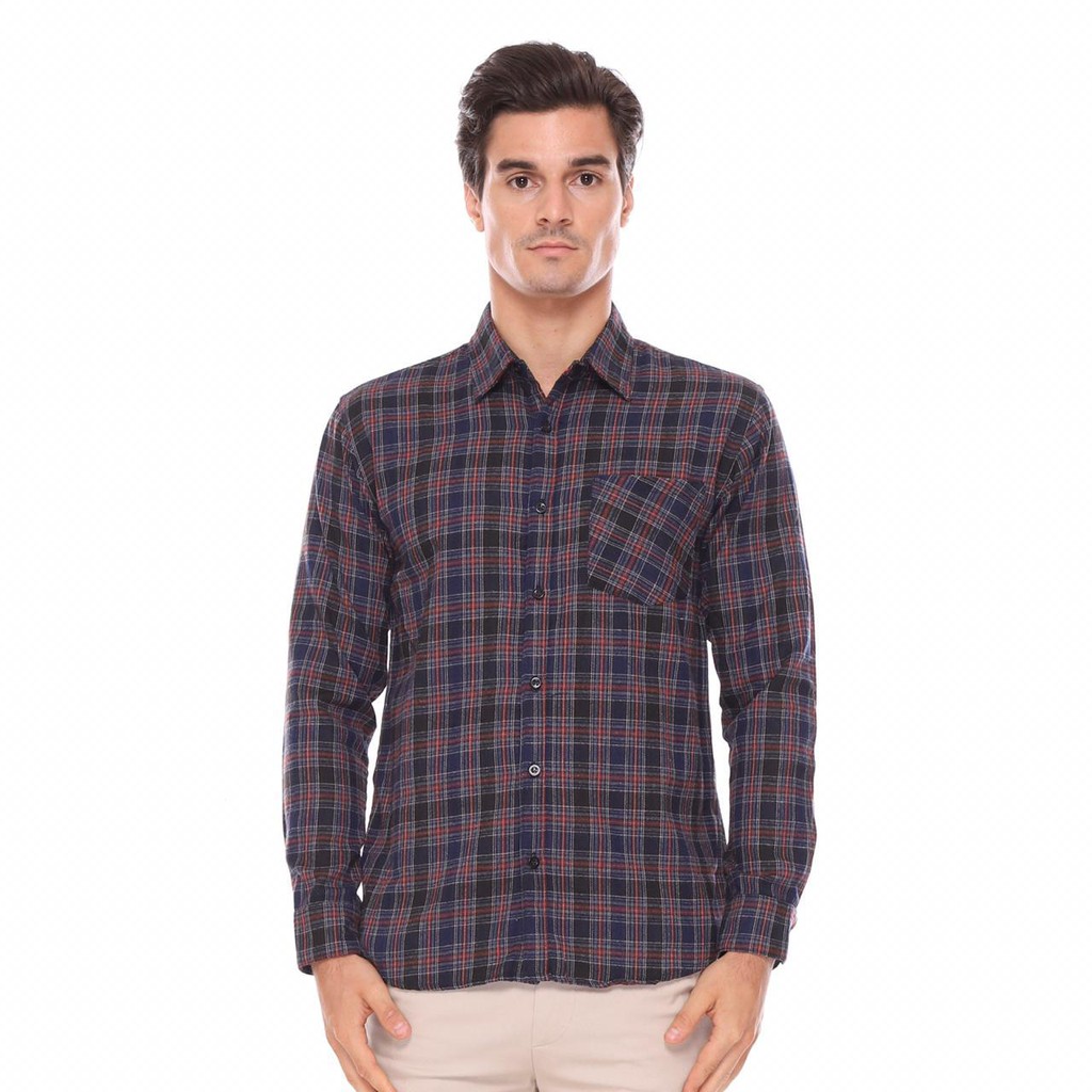 Jual Hommes Apparel Kemeja Flanel Lengan Panjang HM12 Cotton Check