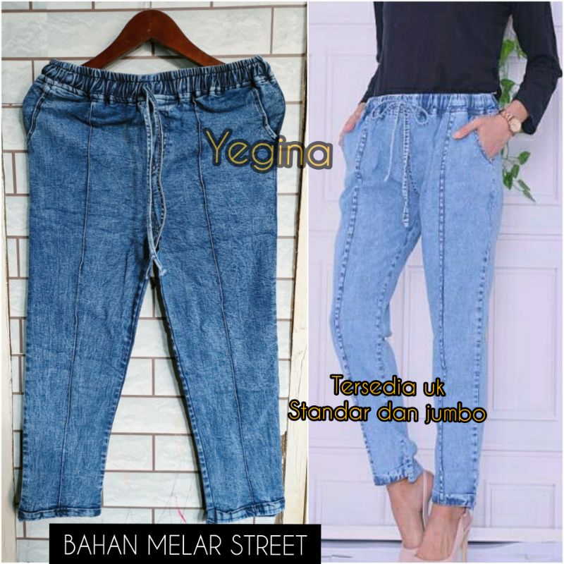 Baggypant jeans street bahan melar standar jumbo/celana baggy panjang jeans wanita ukuran standar dan jumbo