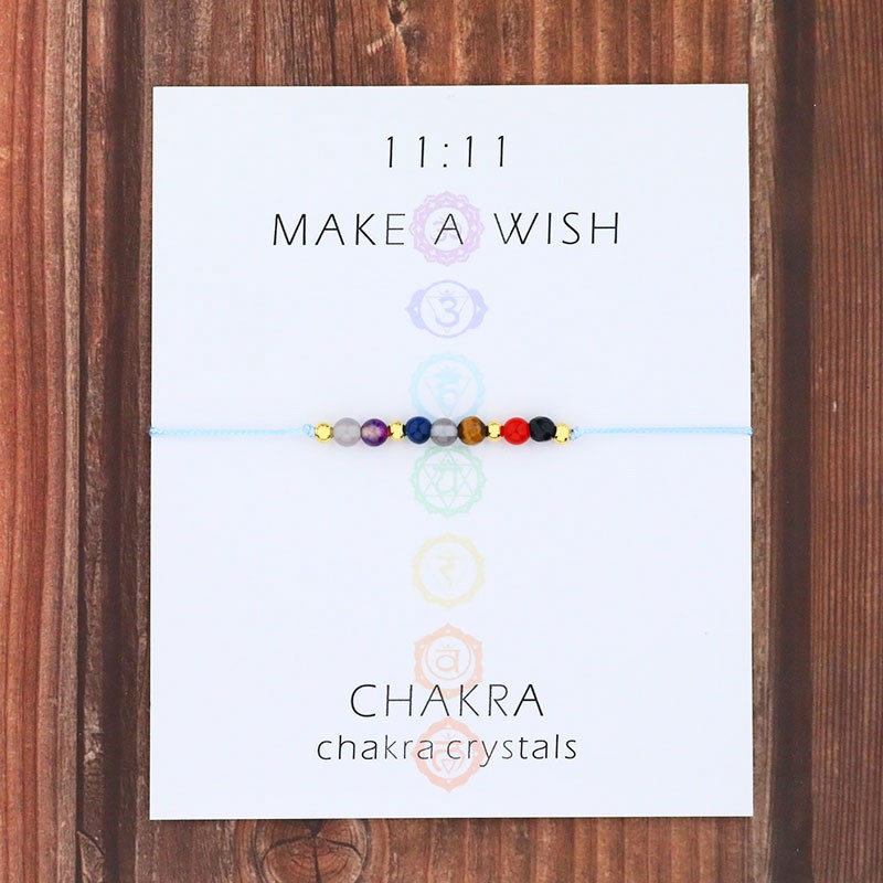 Chakra Wish String Bracelet 7 Chakra Healing Yoga Reiki Prayer Stones Bracelet