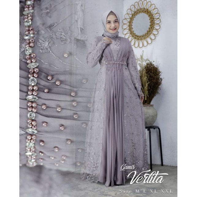 Gamis Verlita NK / Kebaya Gamis Pesta Modern Terbaru / Dress Kondangan