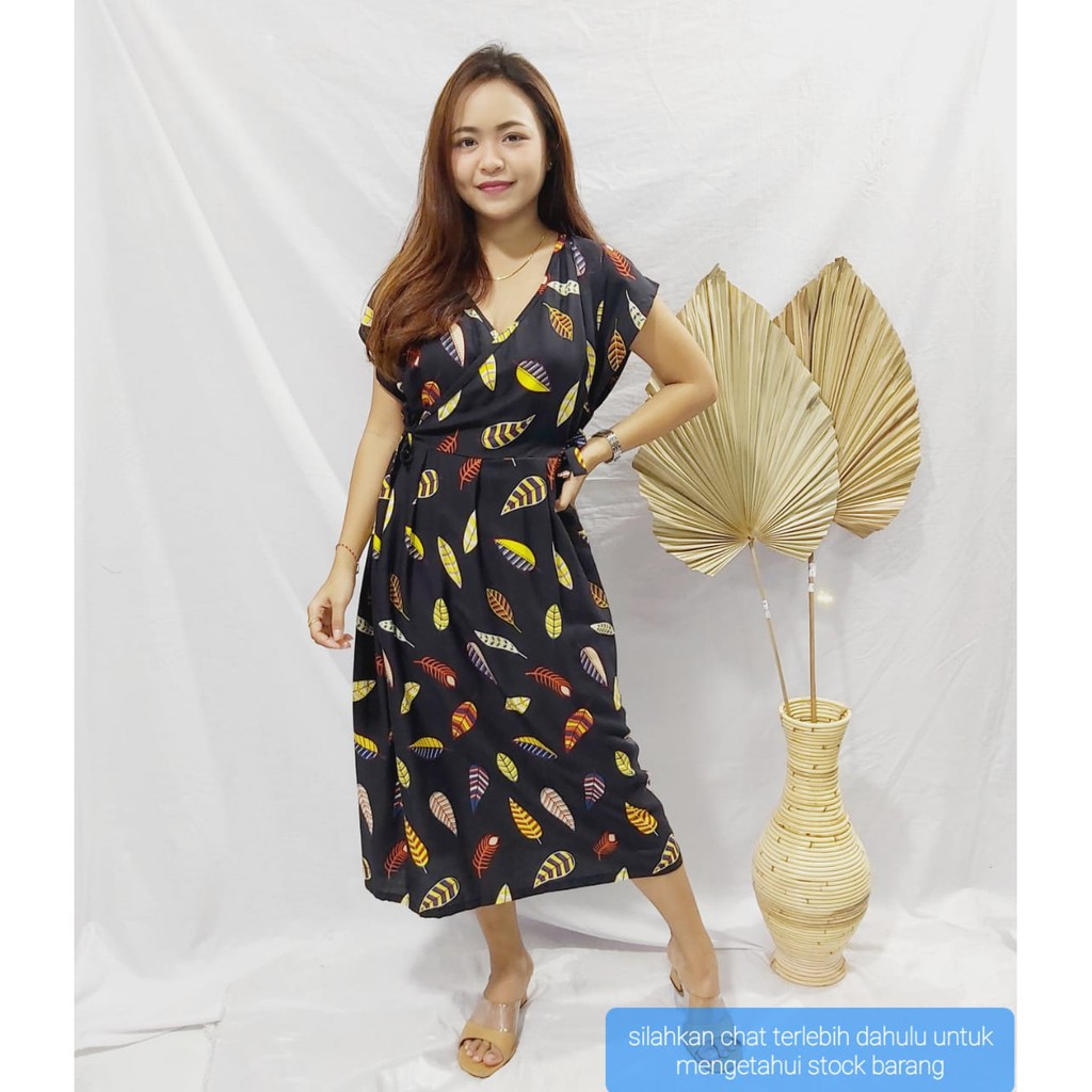 DASTER SILANG TALI LONG DRESS PANJANG MOITF WANITA BAJU TIDUR FASHION