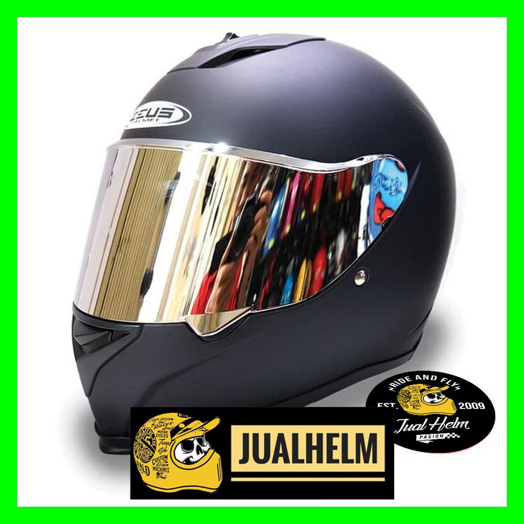 ZEUS HELM ZS822 FLAT VISOR | BLACK DOFF | + FLAT VISOR IRDIUM SILVER