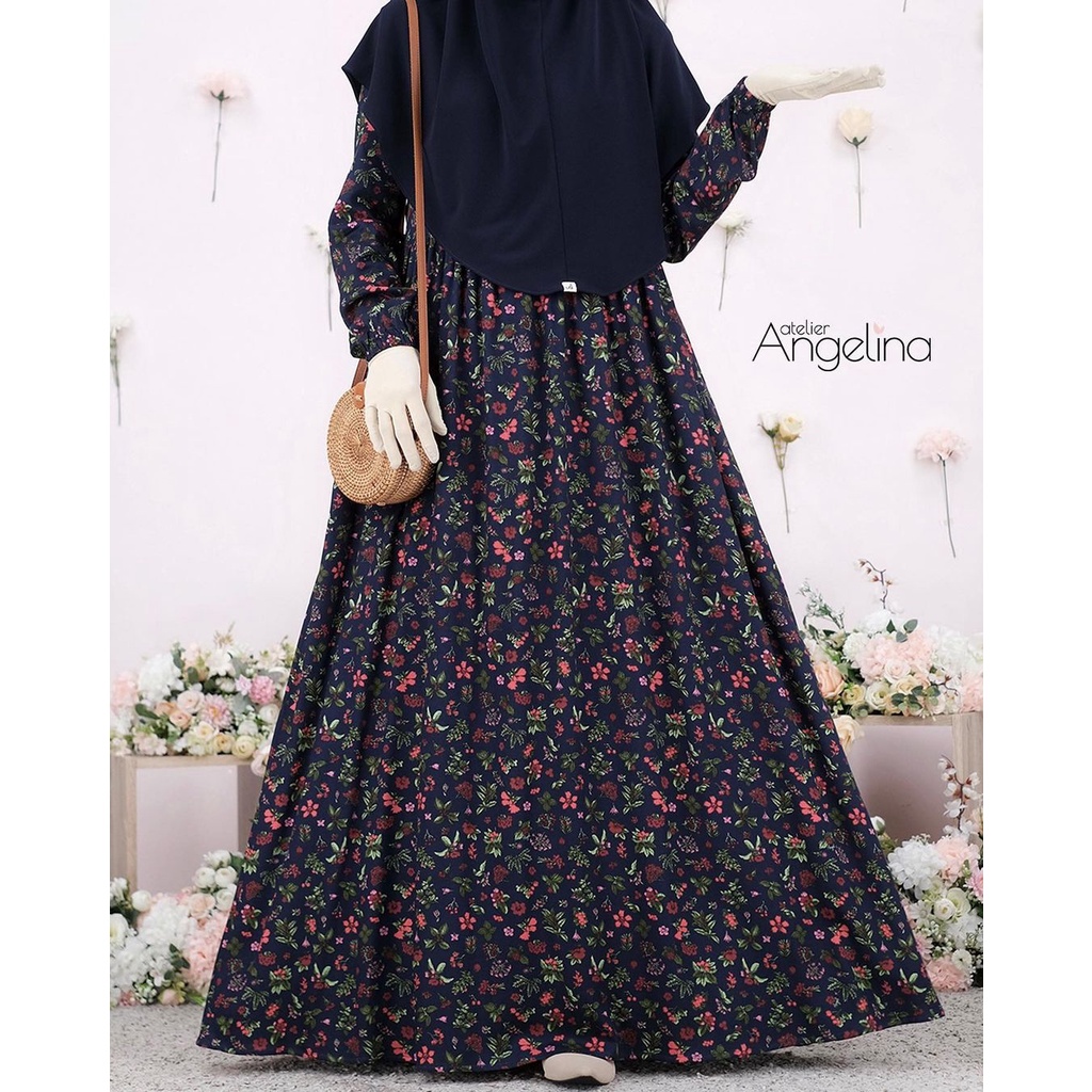 Atelier Angelina Sarah Dress Kinds Of Flower Navy Size M/L Japanese Viscose Agustus 2022