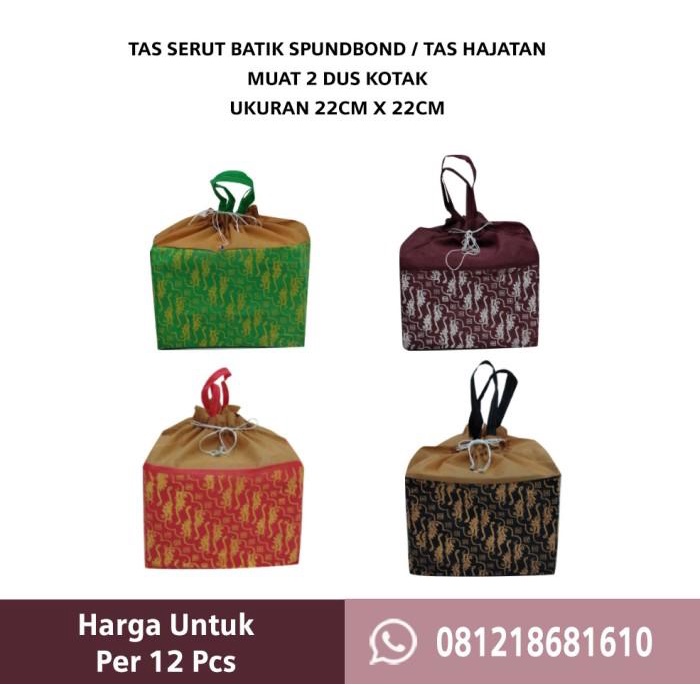 

Tas Serut Batik Spunbond / Tas Hajatan / Tas Kotak 22Cm 087