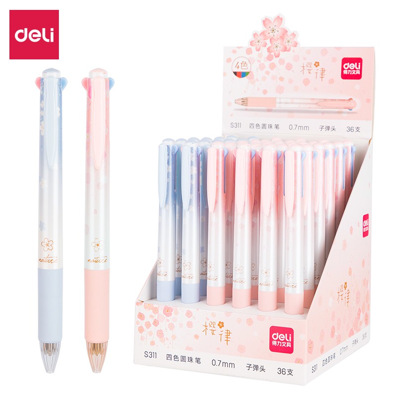 

Deli Pulpen Retractable Sakuraru Series Lucu Bullet tip 0.7mm 4 warna S311
