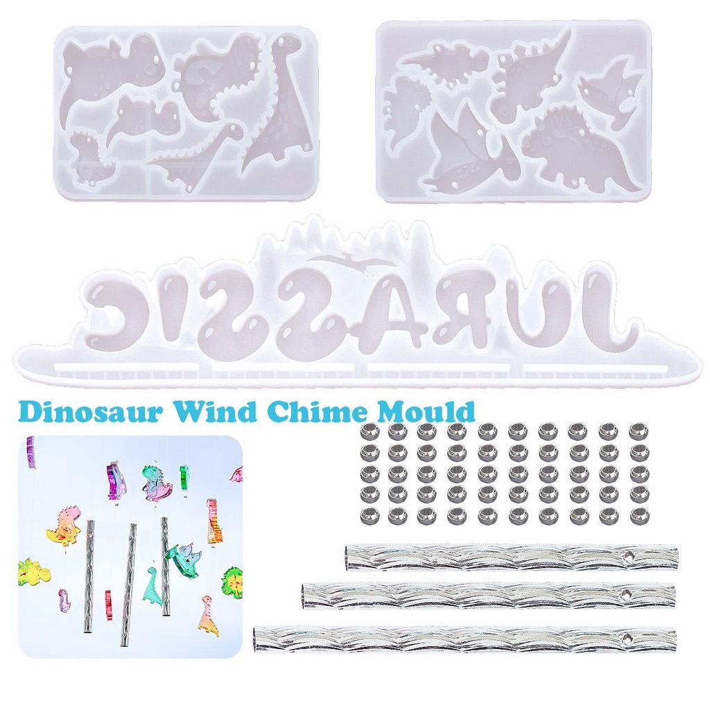 Preva Windbell Resin Cetakan Dekorasi Taman Rumah Lonceng Angin Liontin Lonceng Aeolian Gantungan Kunci Jurassic Dinosaurus