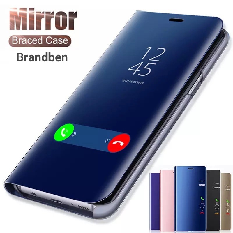 Oppo A33 A53 2020 Realme C2/C11/XT/3/3Pro Flip Miror Brandben Case Miror Standing Auto Lock