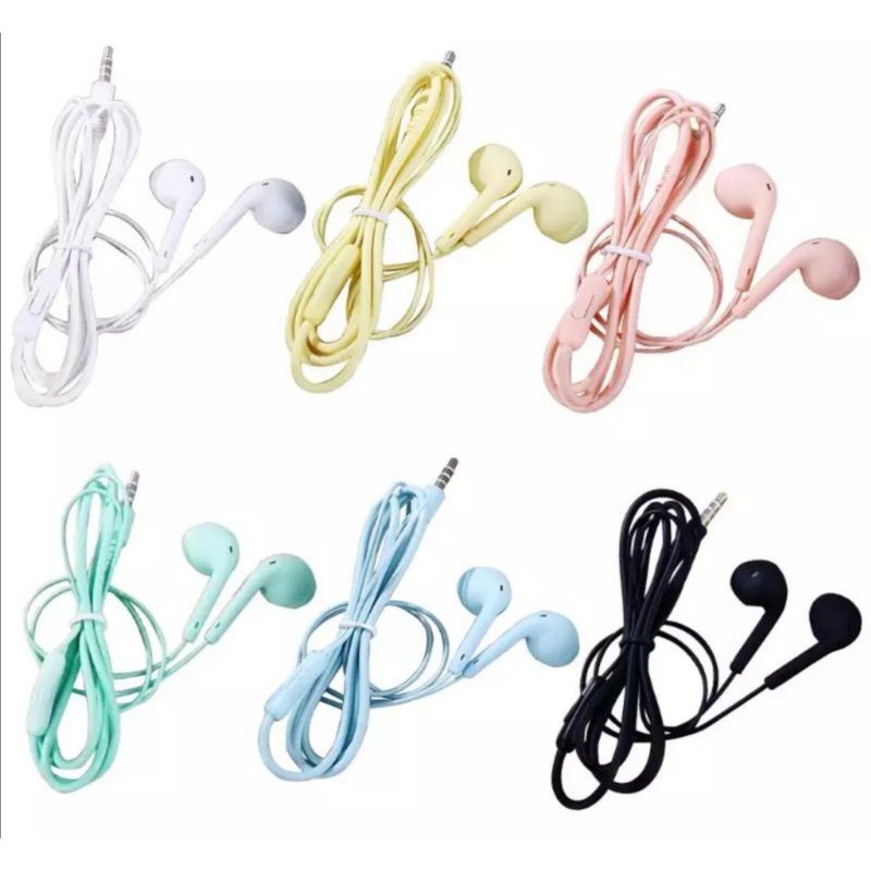 Handsfree Headset Warna warni Earphone Universal Extra bass Stereo Audio High Quality Musik Mic