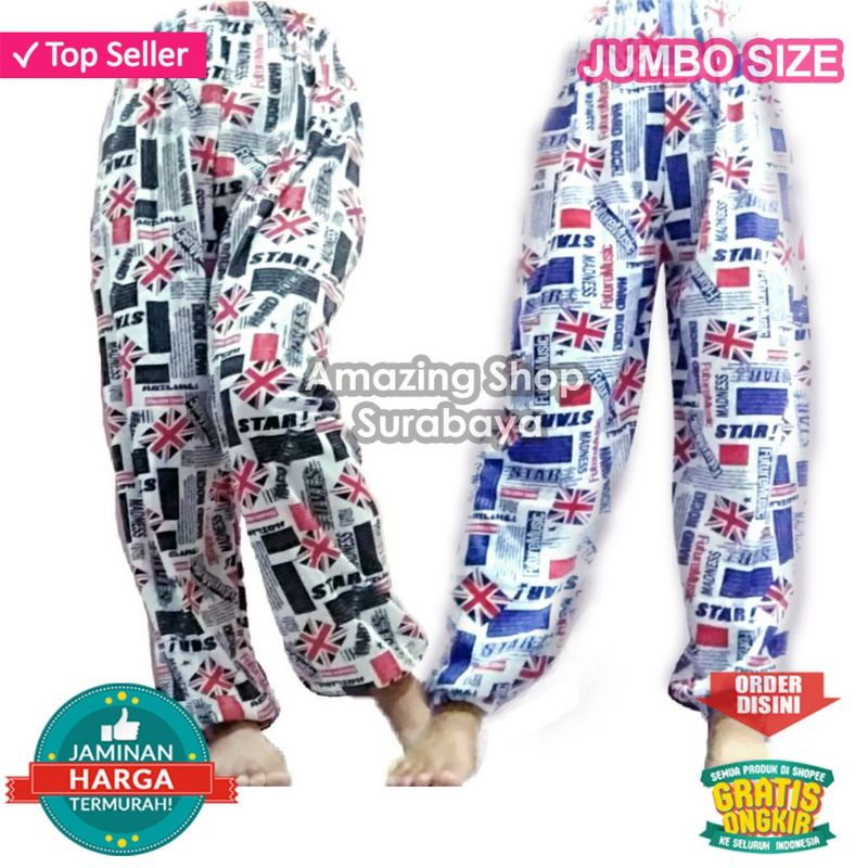 Celana Jogger Santai Wanita Motif Koran Size Jumbo Amazing Shop Murah