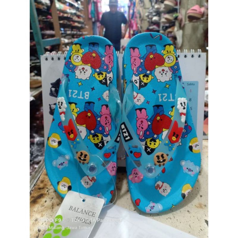 Sandal Jepit Anak Perempuan Import Motif BT21 BTS