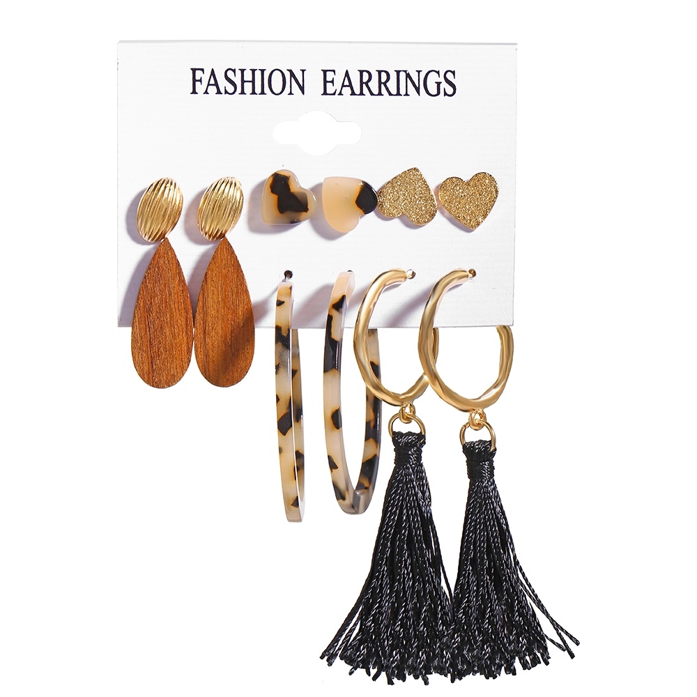 Set Anting Rumbai Desain Bunga Kupu-Kupu Geometris 17km Bahan Metal Gaya Retro Untuk Wanita-5