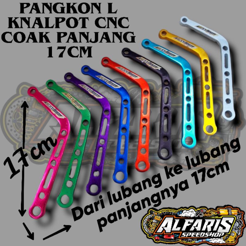 PANGKON KNALPOT L 17CM BREKET KNALPOT L ALMUNIUM CNC MOTIF COAK PANJANG 17CM