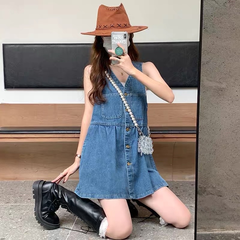 JEANS DRESS ROMPER GAUN IMPORT WANITA MX523