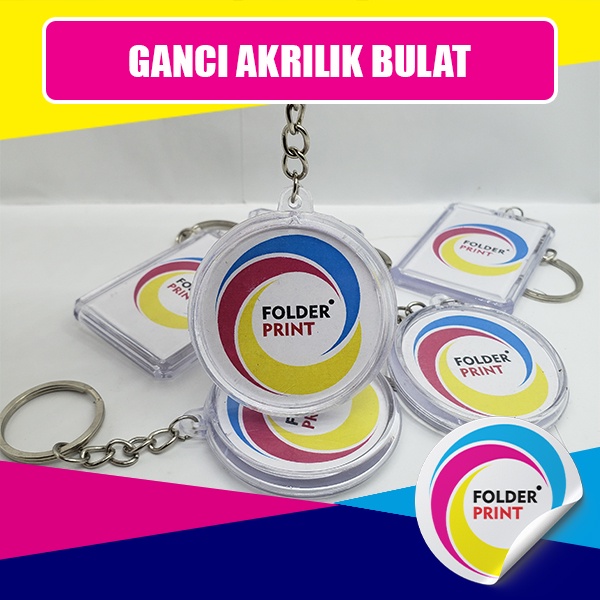 Gantungan Kunci Akrilik Bulat Custom Insert Paper 2 Sisi Free Design