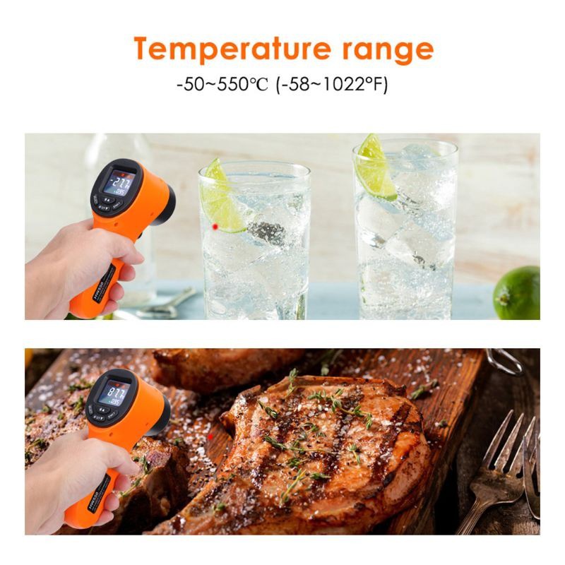 Infrared Thermometer Non-contact LCD Industrial Kitchen Temperature Gun HW550 -50~550°C