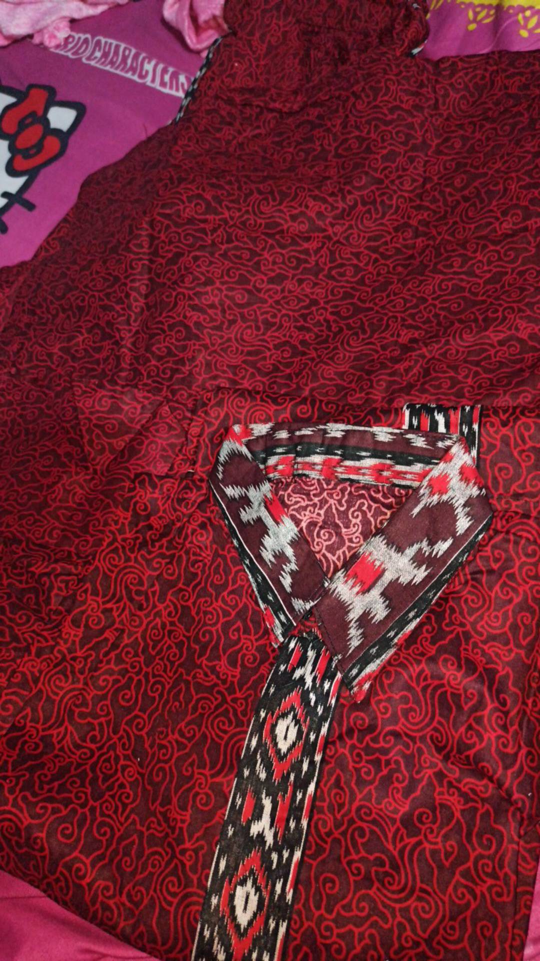 Batik Couple Keluarga Seragaman Sarimbit Batik Family Set Motif Mega Mendung Merah