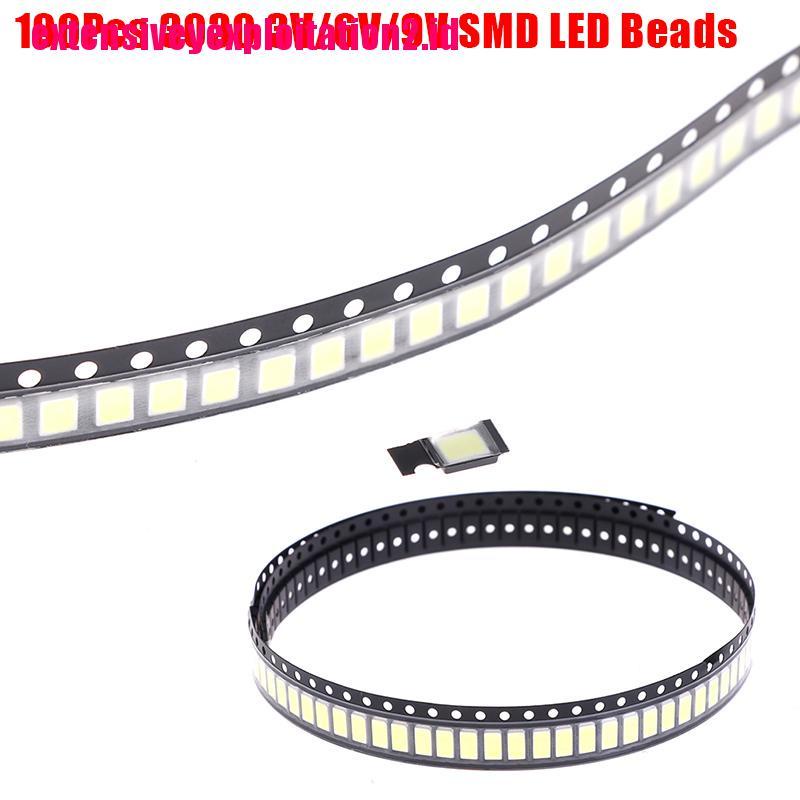 100pcs Lampu Bohlam LED 1W 3V / 6V / 9V 3030 SMD Warna Cold White Untuk TV LED