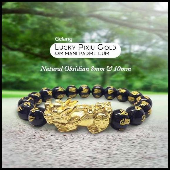 

Gelang Lucky Pixiu Gold Natural Obsidian Stone (Gcs35)