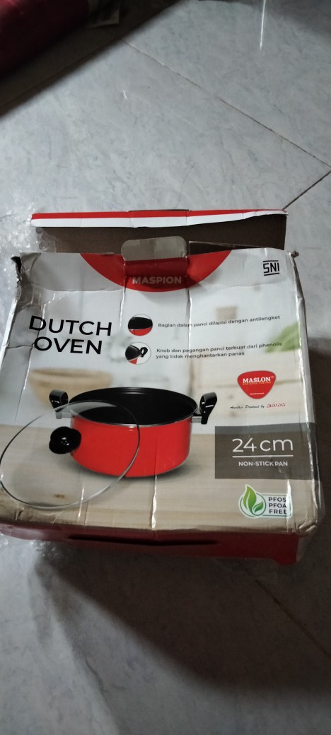 Maspion Blg Dutch Oven Panci Teflon Non-stick Anti Lengket Dutchoven 24 Cm - Merah