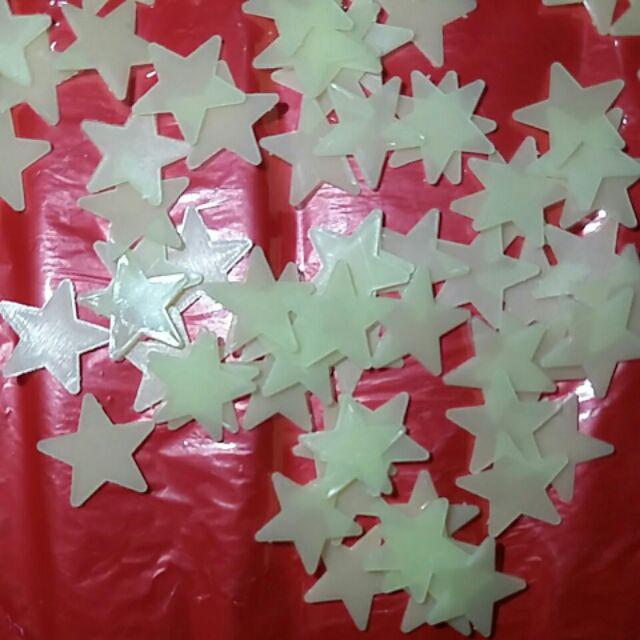 (50 Pcs) Ready Jakarta Stiker Dinding Bintang Bercahaya Star Glow In The Dark