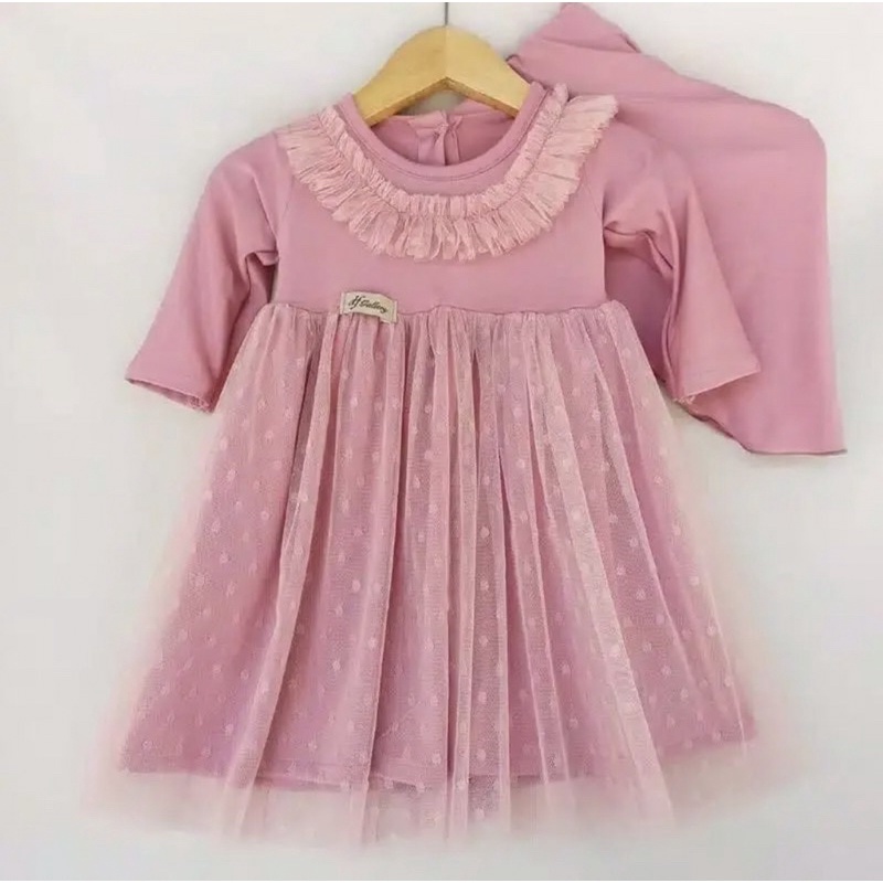 Gamis Anak Alika Syar’i / Gamis Anak / Gamis Set Tutu Dot / Gamis Anak Perempuan
