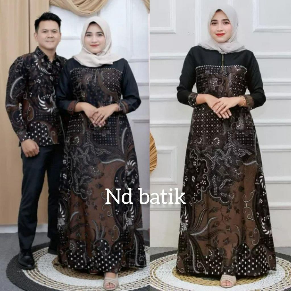 Gamis Couple Gamis Batik Kombinasi Modern Sarimbit Batik Couple Baju Batik Pasangan Lebaran Terbaru