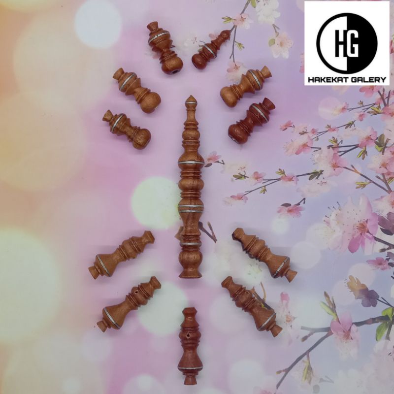 setelan kepala dan pembatas tasbih tijani kayu nogosari nagasari D691