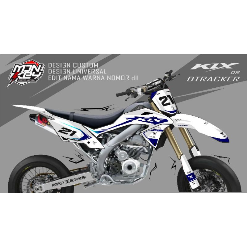 DEKAL STICKER DECAL KLX D-TRACKER KAWASAKI PUTIH