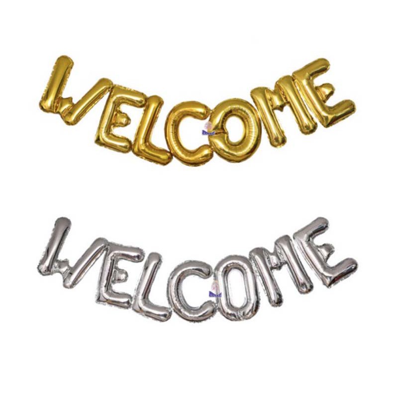 Set Balon Foil 7pcs Motif Tulisan Welcome Untuk Dekorasi Pesta