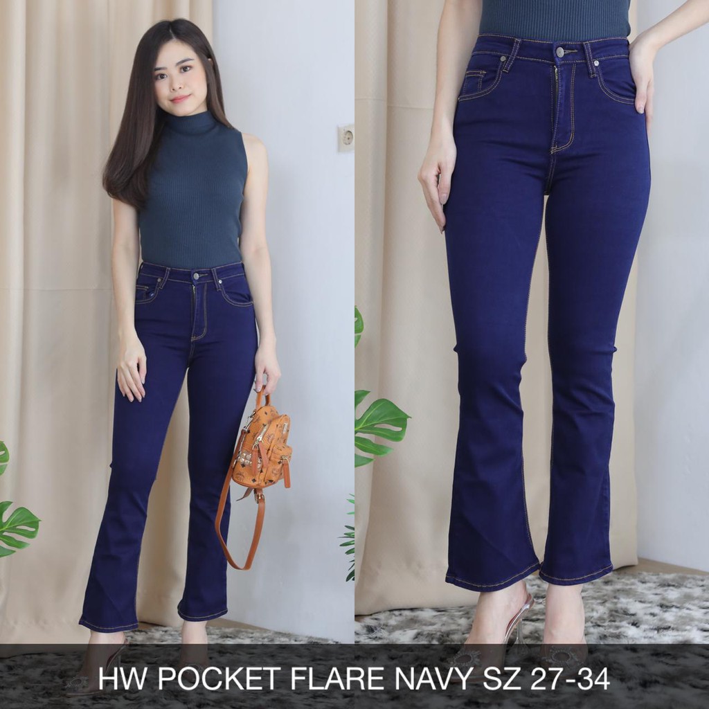 CELANA JEANS WANITA HW POCKET FLARE