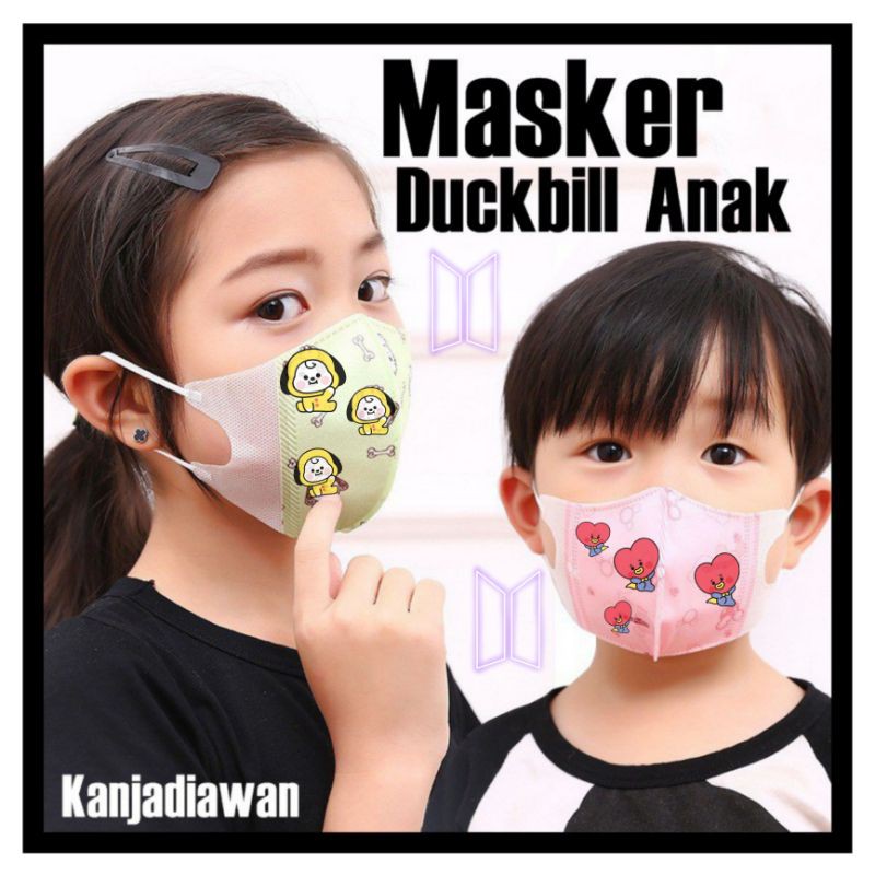 masker BTS Duckbill anak Karakter BT21 masker kn95 anak