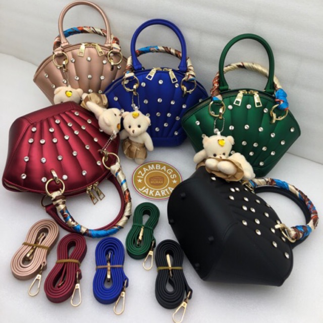 TAS JELLY MATTE KERANG DIAMOND UK 23cm FREE SYALL & BONEKA