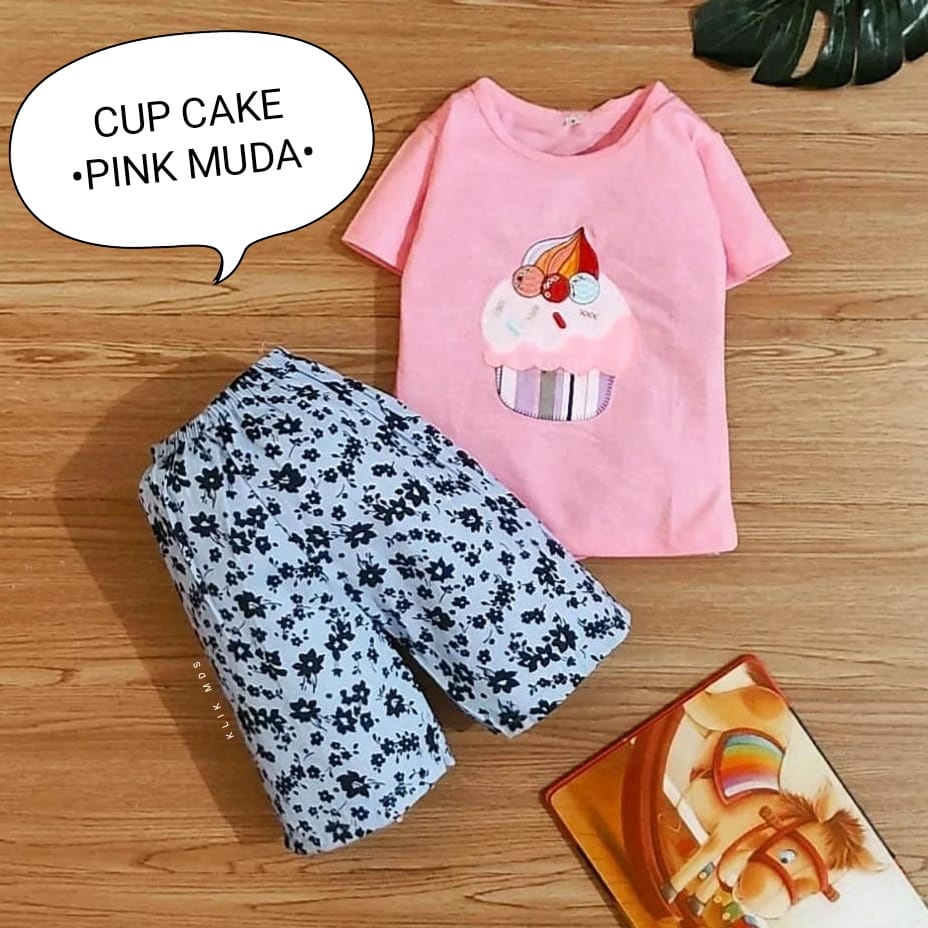 Setelan Anak Perempuan / Baju Anak Perempuan Motif Cup Cake