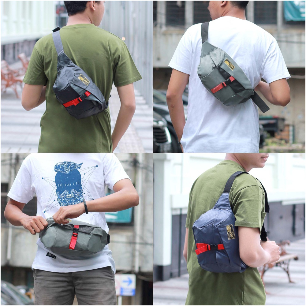 Tas Selempang Pria Waist bag Tas Pinggang Cowok Sling Bag Distro Utaru Original Series Size Sedang Multifungsi