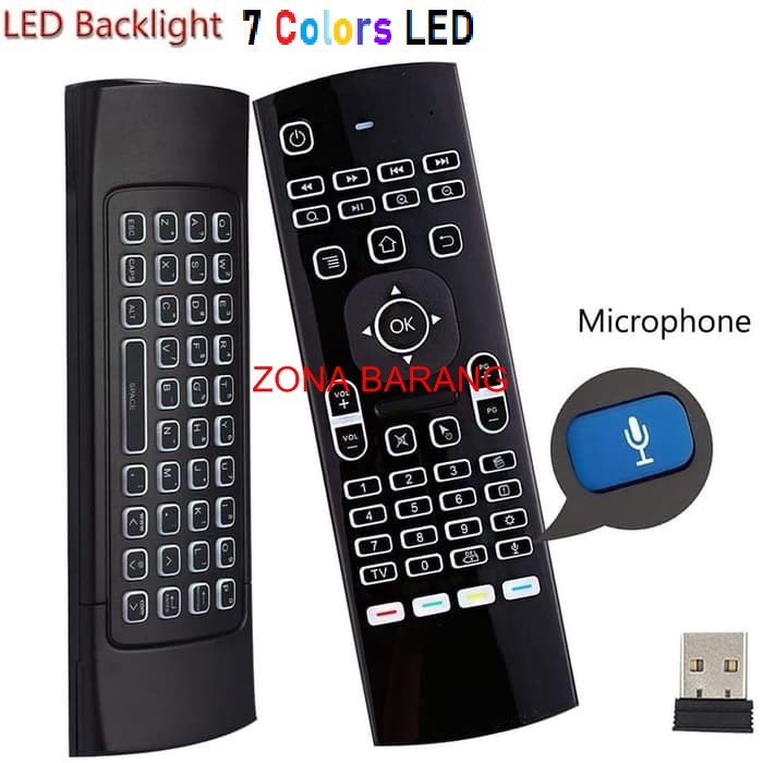 [Backlight Version] Air Mouse Gyro Sensing + Keyboard MX3 Backlit / MXiii 2.4 Ghz with IR