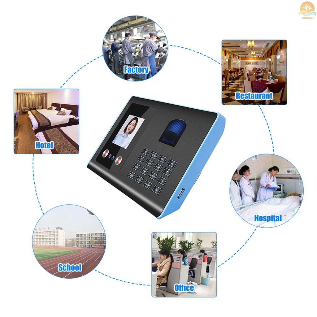 Intelligent Attendance Machine Face Fingerprint Password Recognition Mix Biometric Time Clock for Employees with Voice Broadcast Function Support Multi-language