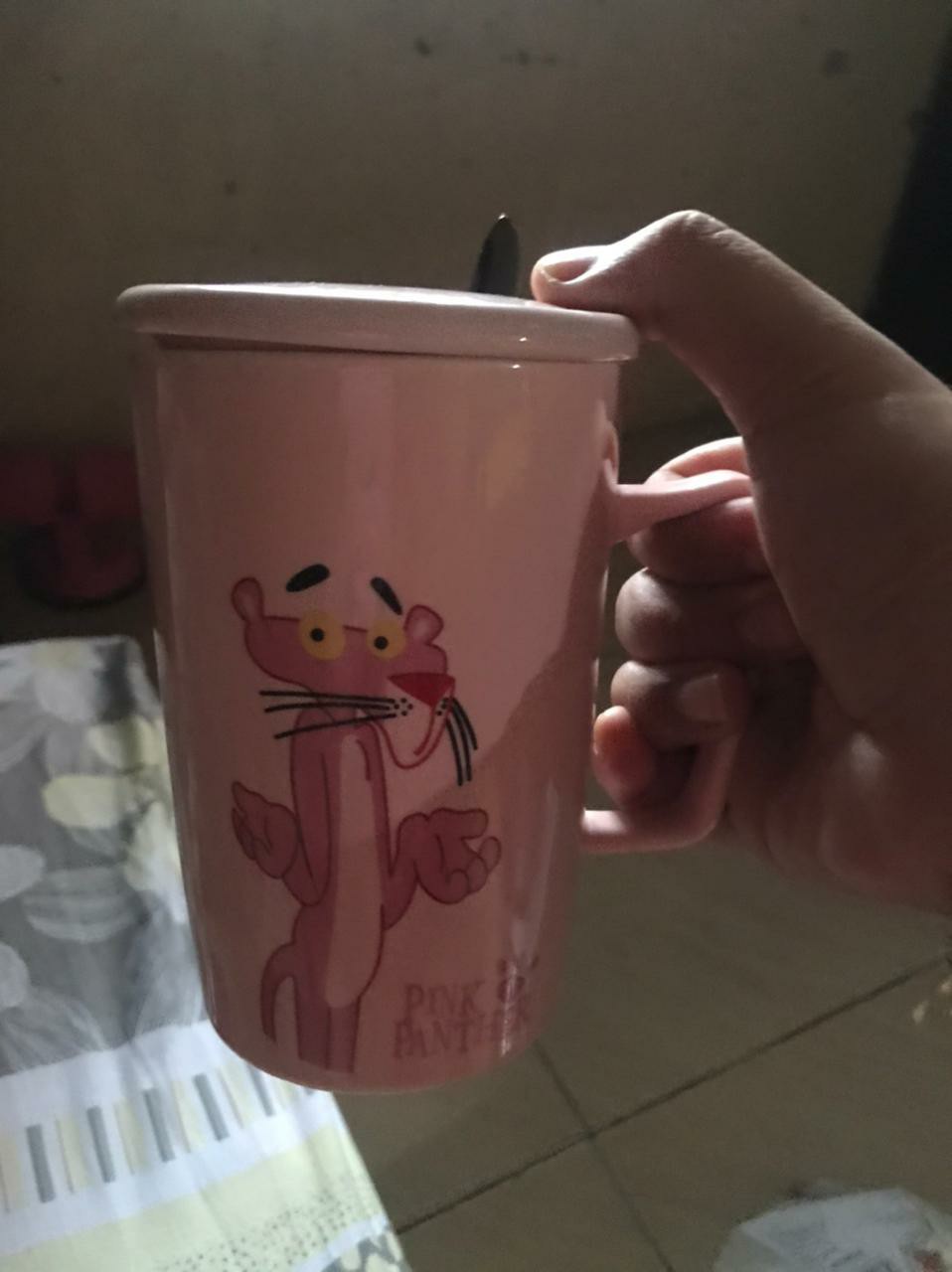 Gelas Keramik / Ceramic Motif Pink Panther P X L X T = 7cm X 7cm X 13cm Hd3034