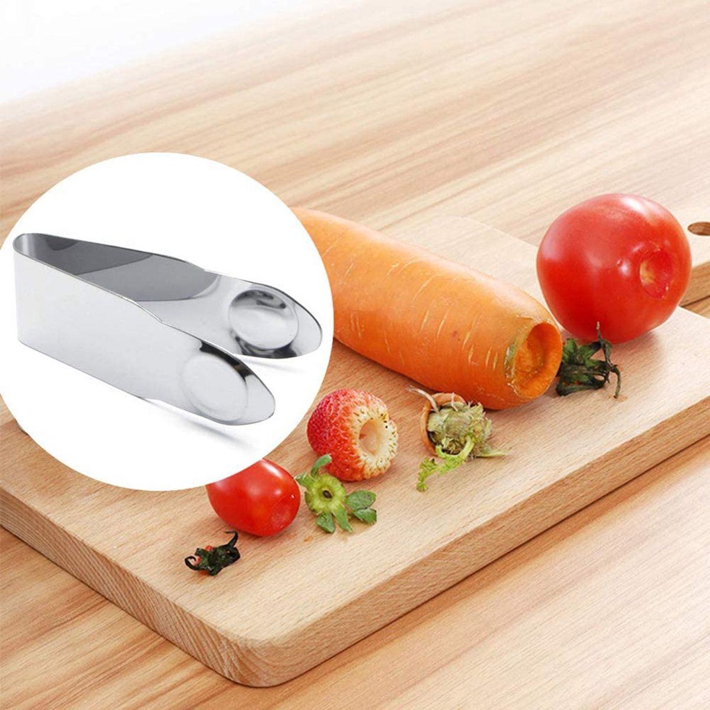 [Elegan] Strawberry Huller Masak Dapur Cherry Stainless Steel Tangkai Picker Multifungsi Pengupas Daun