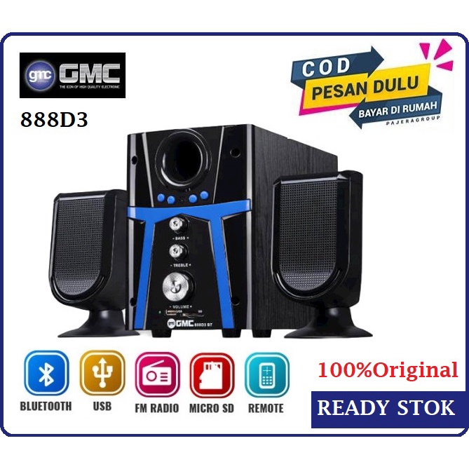 Speaker aktif bluetooth gmc 888D3 Speaker Subwoofer mega bass Original suara mantap Bergaransi Resmi