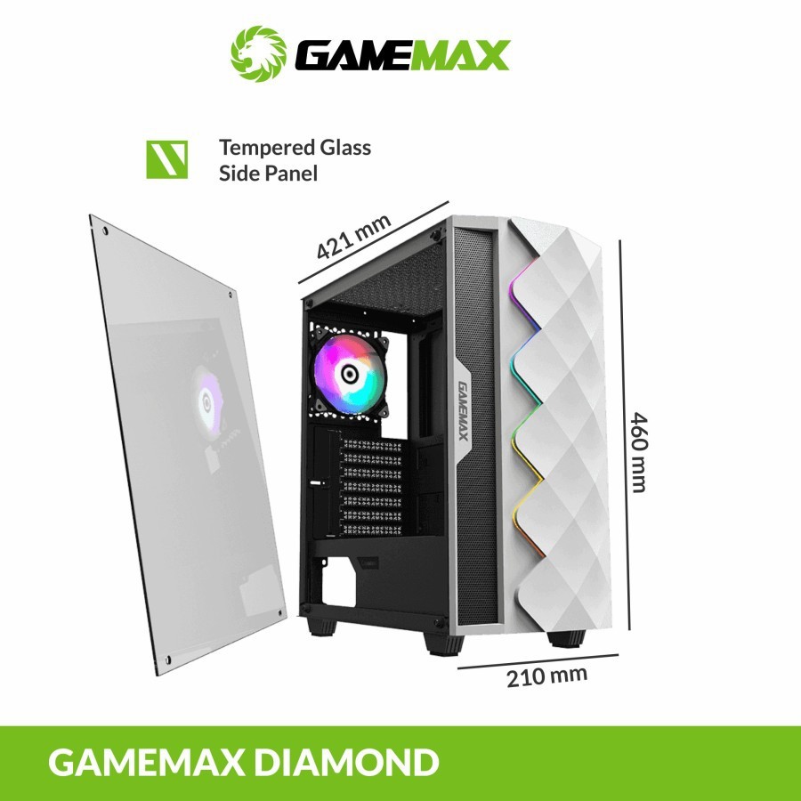 Casing Komputer GAMEMAX Black Diamond ATX