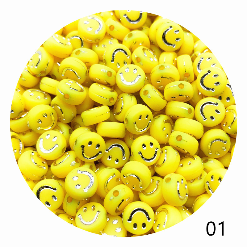 100pcs / Lot Manik-Manik Spacer Desain Smile Bahan Akrilik Ukuran 4mm X 7mm