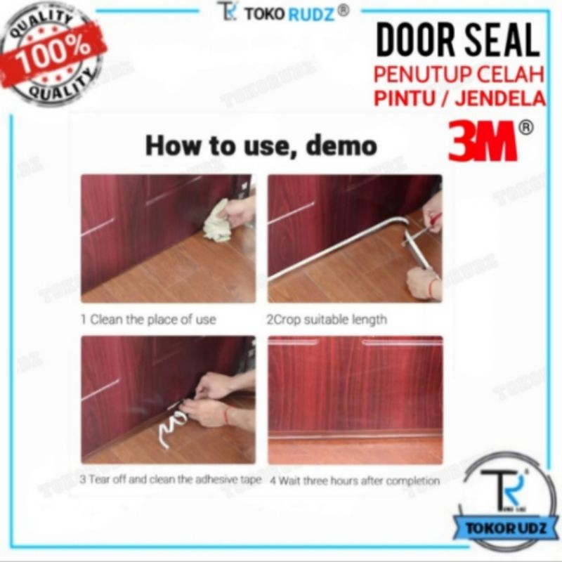 1 Roll Door Seal Karet Penutup Lubang Pintu Celah Jendela 3M Original