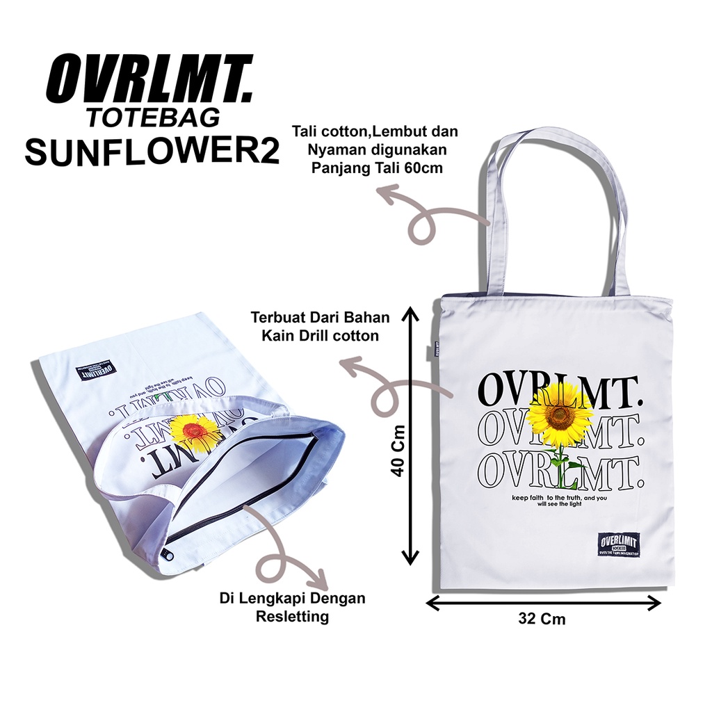 OVERLIMIT SUN FLOWER TOTEBAG | TAS | TOTE BAG | RESLETING | ZIPPER BAG